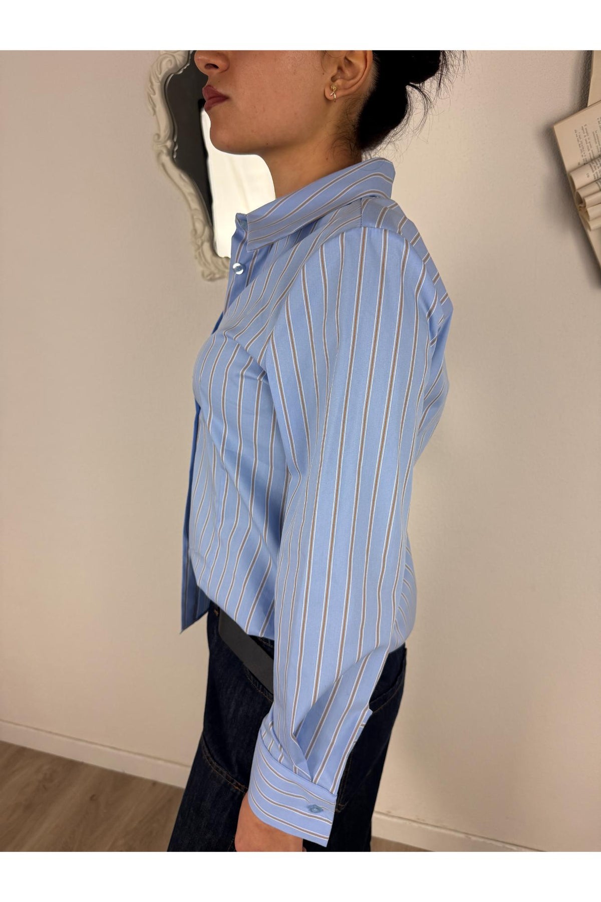 SUSY MIX Camicia rigata Susy mix Celeste