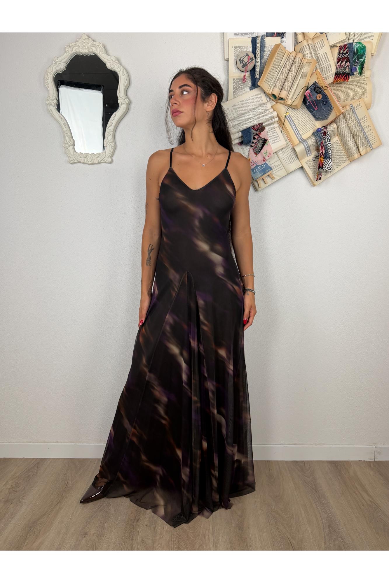 SUSY MIX Abito lungo tulle fantasia Susy mix Vino