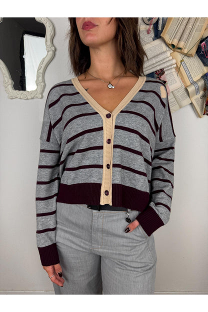 SUSY MIX cardigan rigato con cuore Susy mix Biscotto