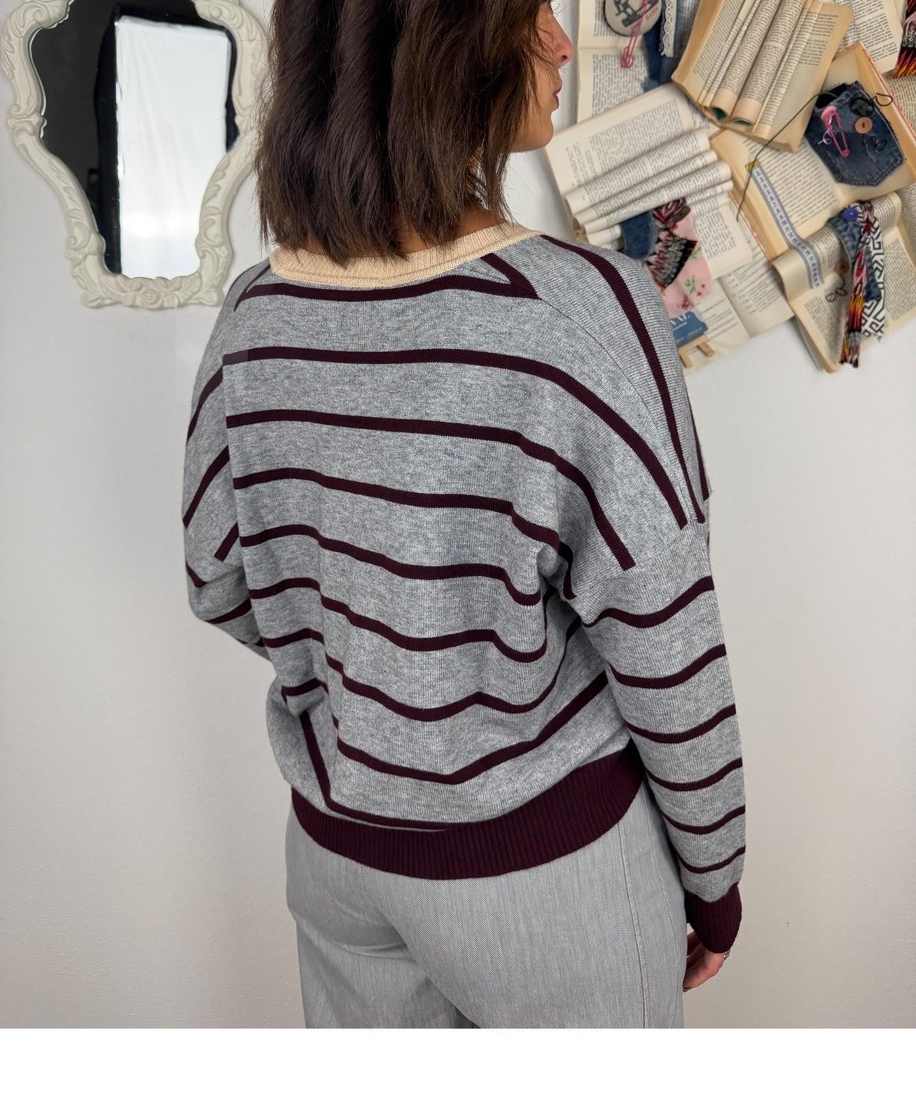 SUSY MIX cardigan rigato con cuore Susy mix Biscotto