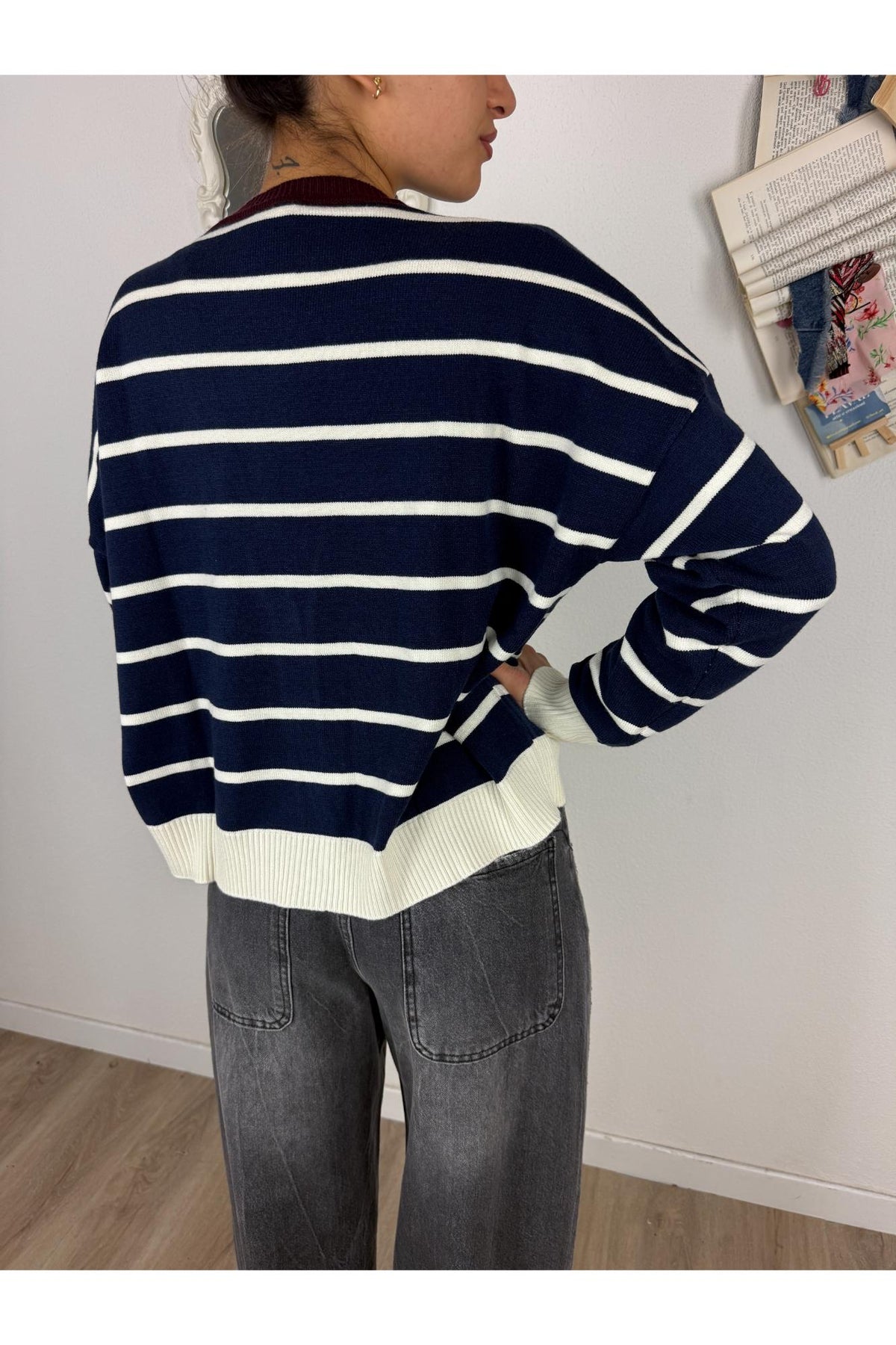 SUSY MIX cardigan rigato con cuore Susy mix Bordeau