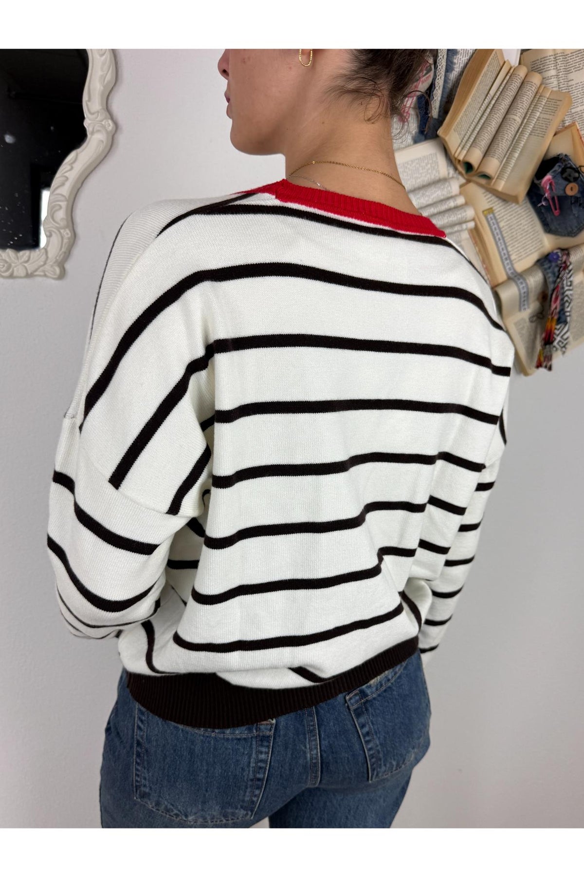 SUSY MIX cardigan rigato con cuore Susy mix Rosso