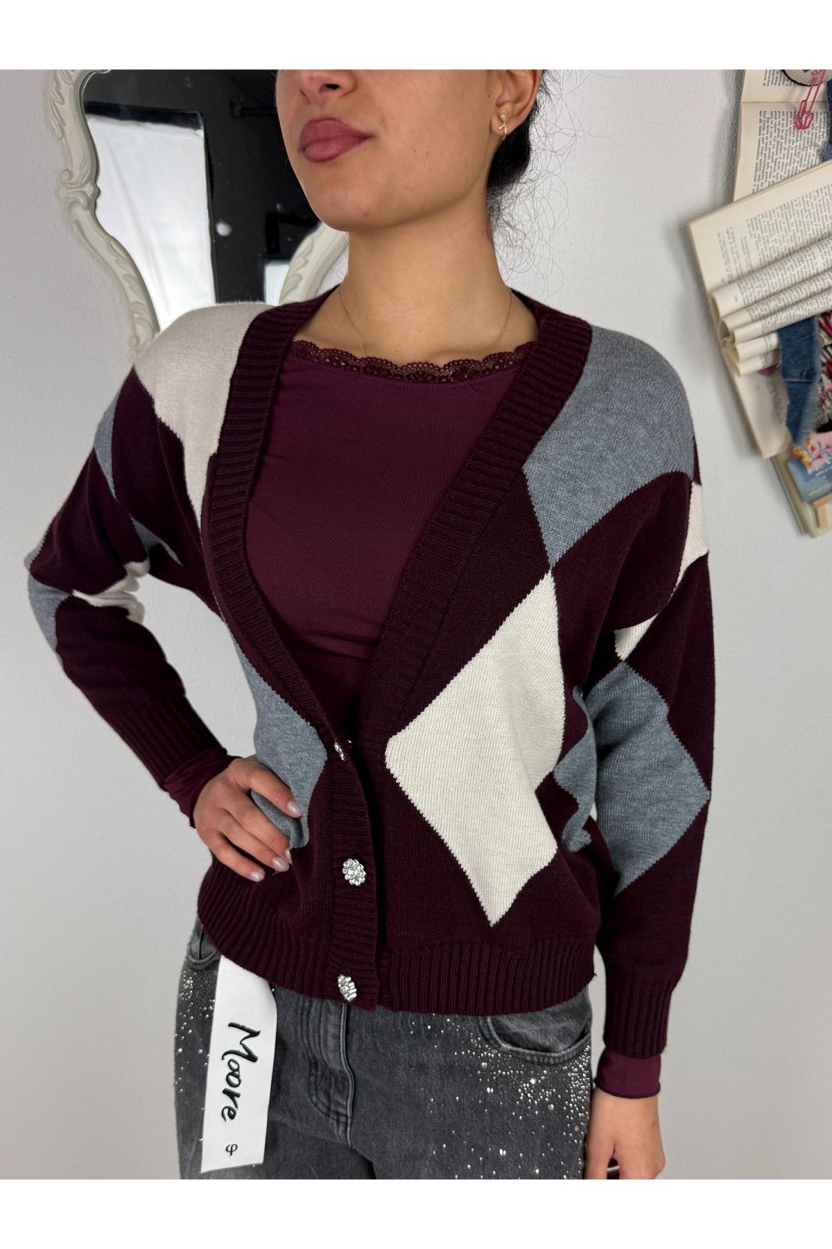 SUSY MIX Cardigan rombi Susy mix Bordeau