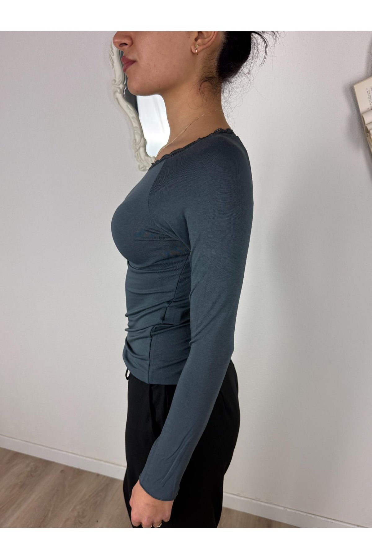 SUSY MIX Maglia barca con merletto Susy mix Grigio