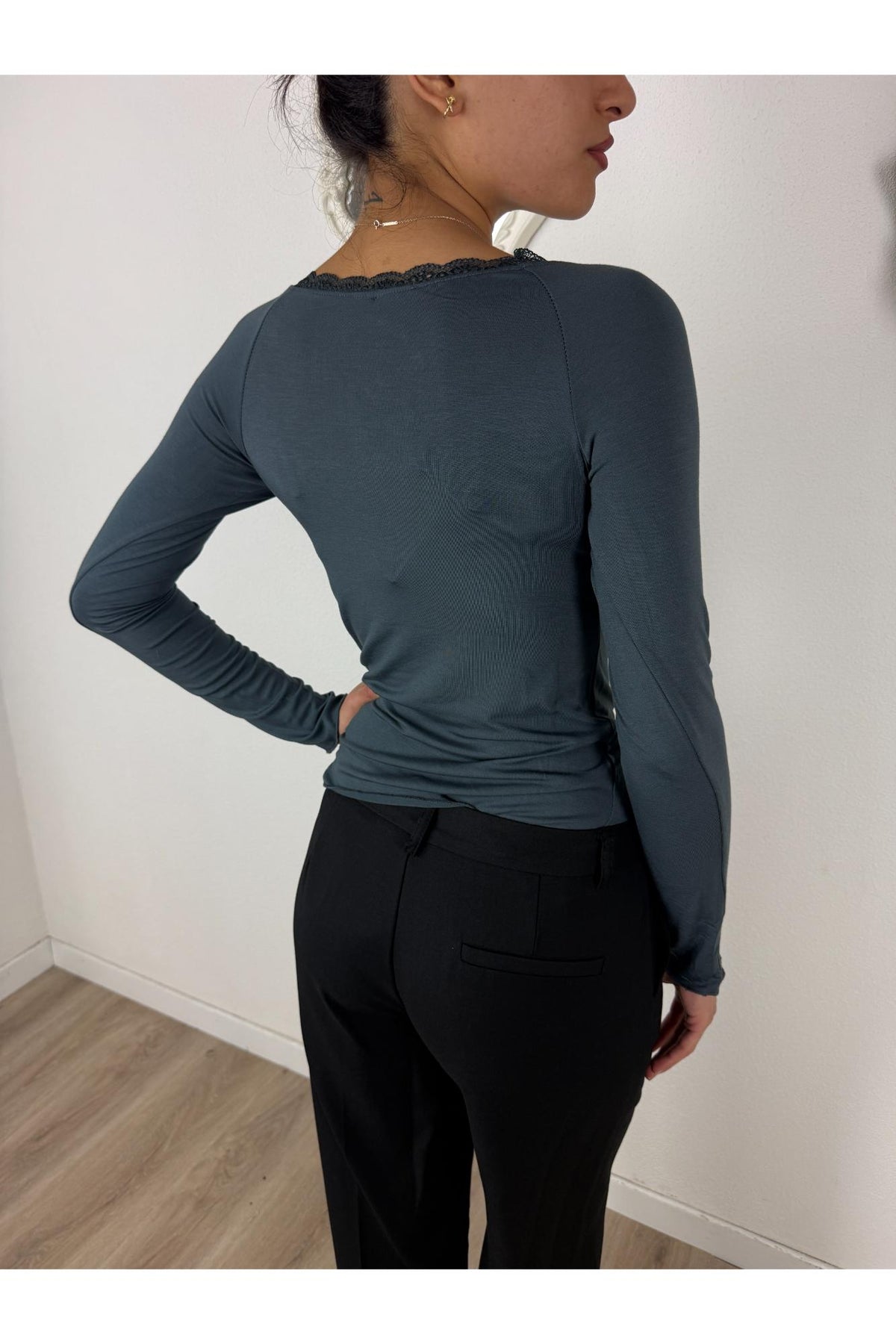 SUSY MIX Maglia barca con merletto Susy mix Grigio