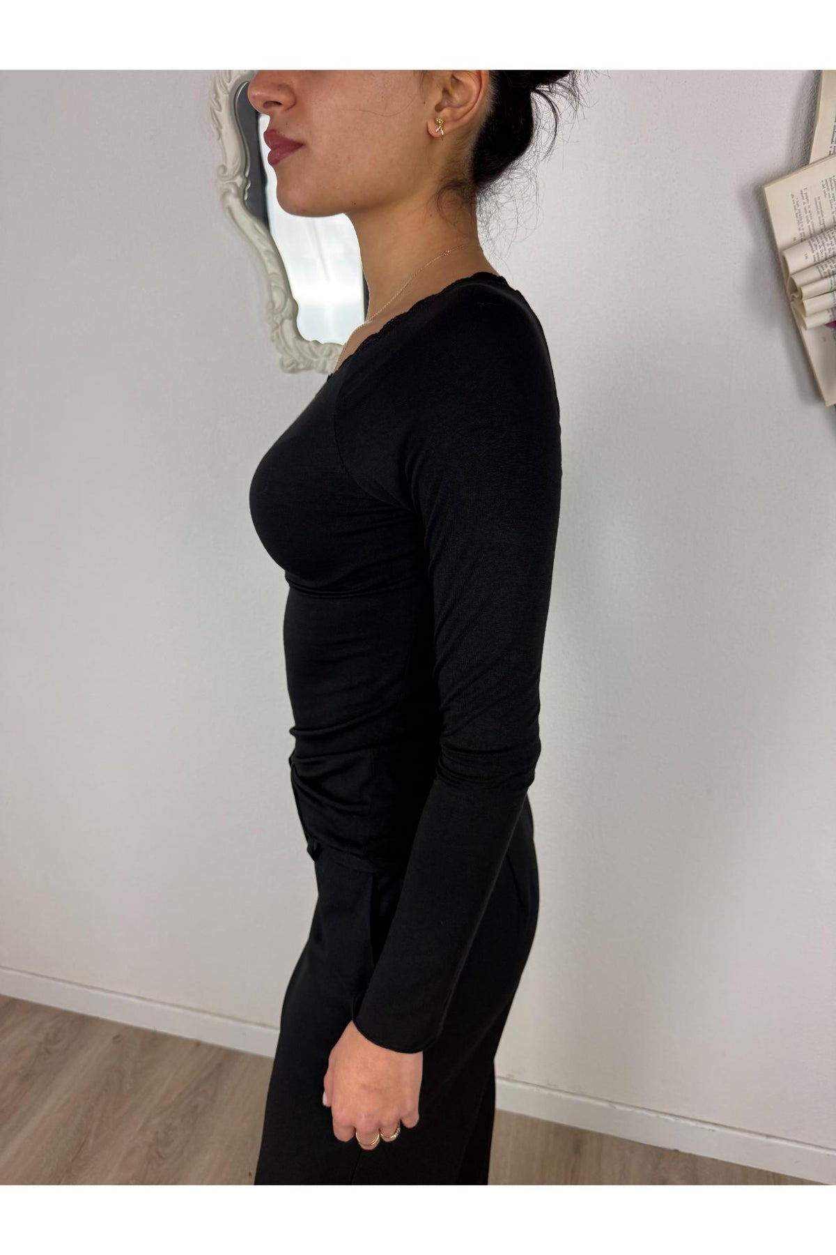 SUSY MIX Maglia barca con merletto Susy mix Nero