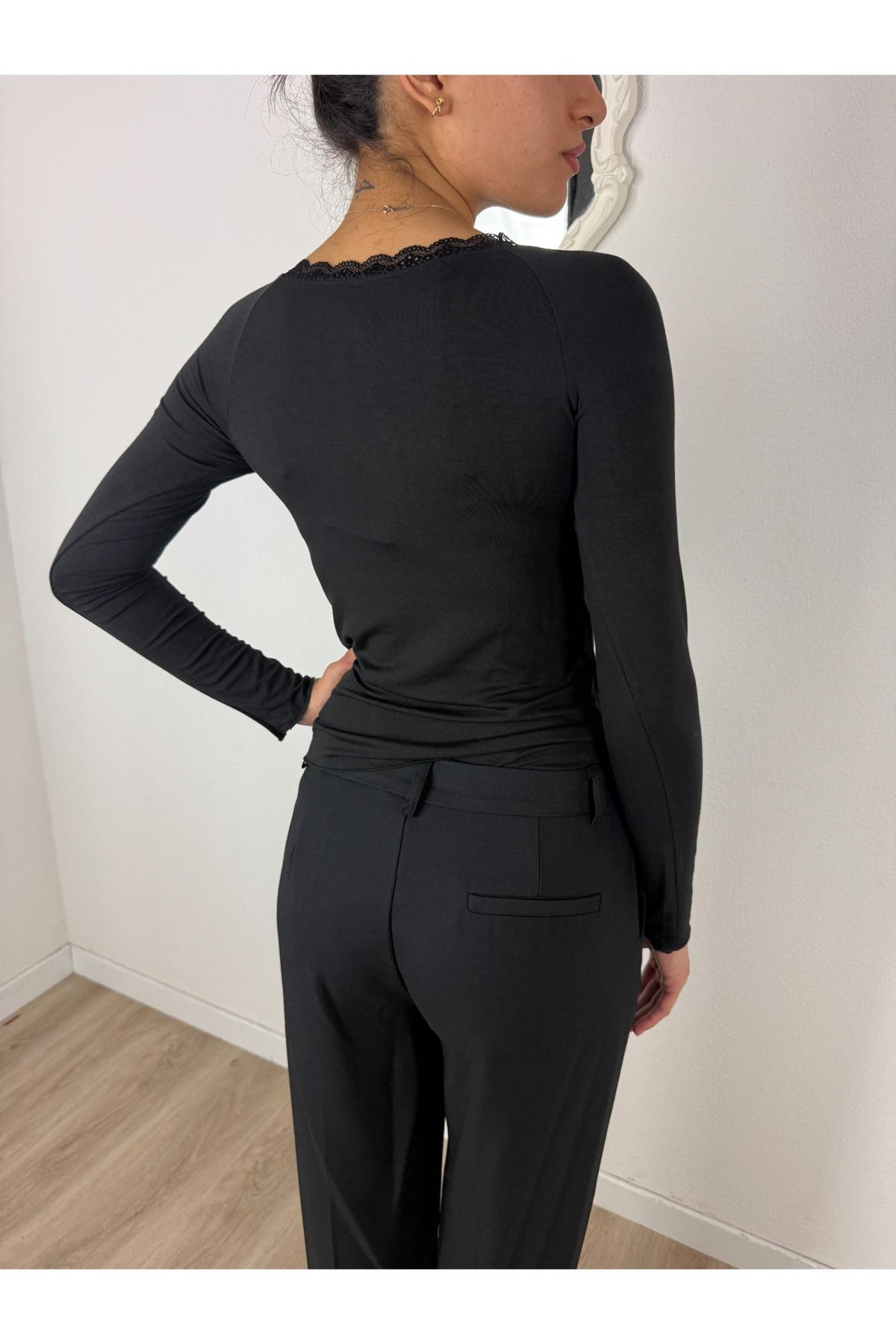 SUSY MIX Maglia barca con merletto Susy mix Nero