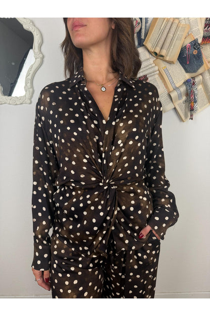 SUSY MIX Blusa pois incrociata Moro