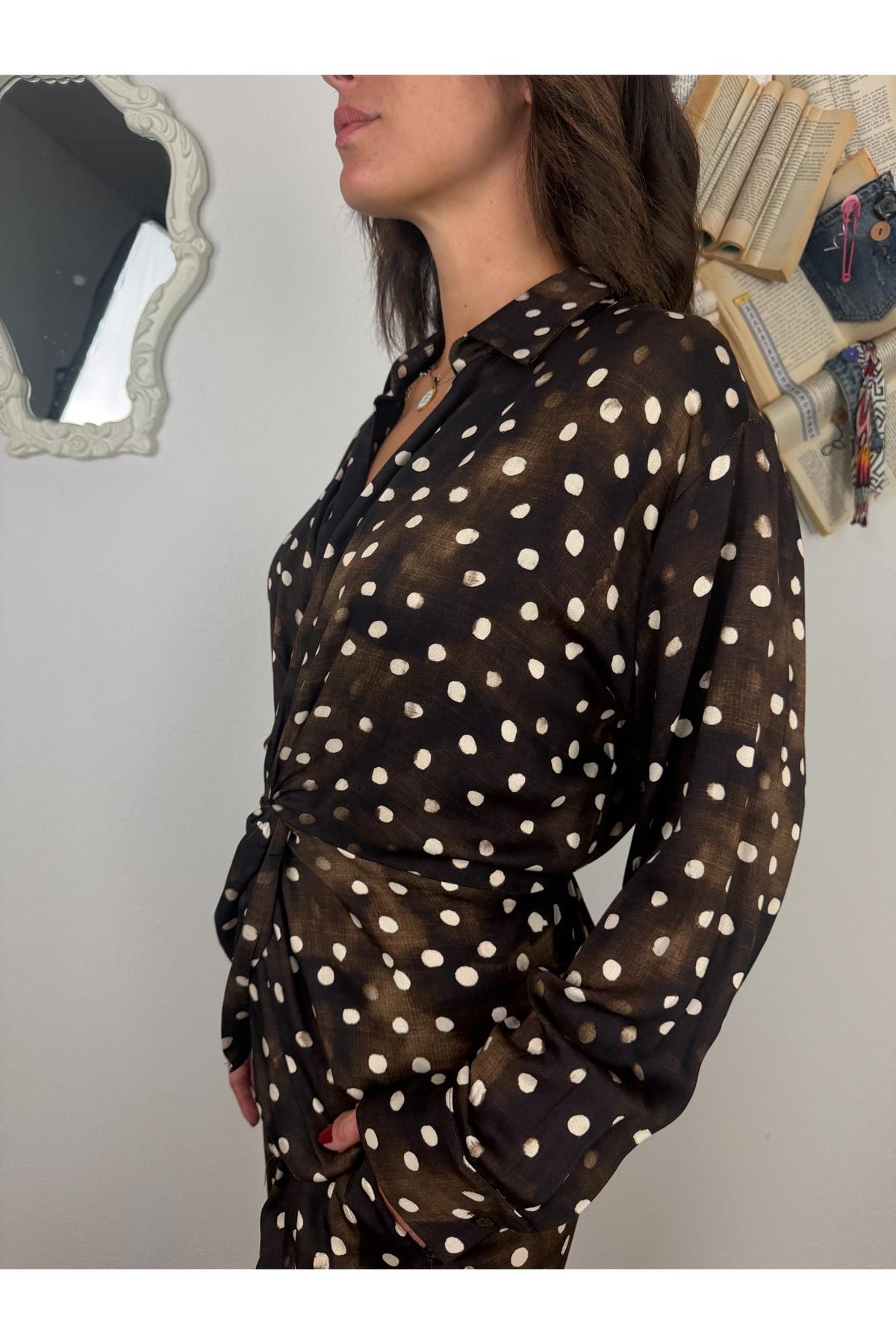SUSY MIX Blusa pois incrociata Moro