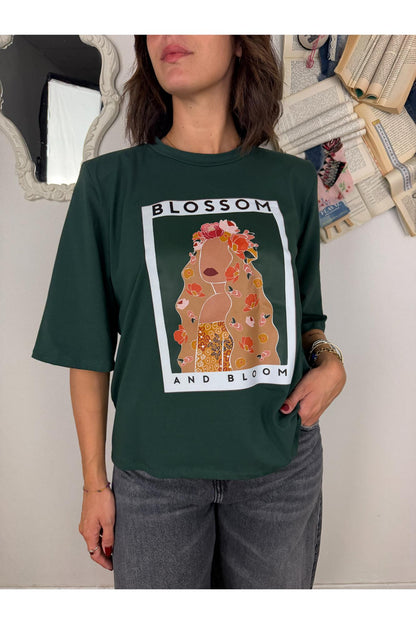 SUSY MIX T-shirt stampata over con spalline Susy mix Verde