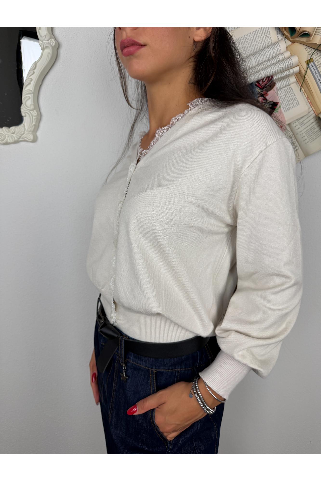 SUSY MIX Cardigan con profili in pizzo Susy mix Crema