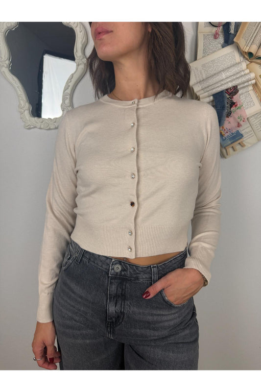 SUSY MIX Cardigan con bottoni gioiello Susy mix Crema