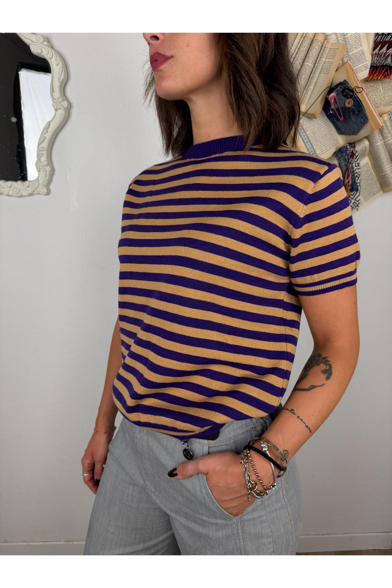 SUSY MIX Maglia rigata manica corta Susy mix Viola