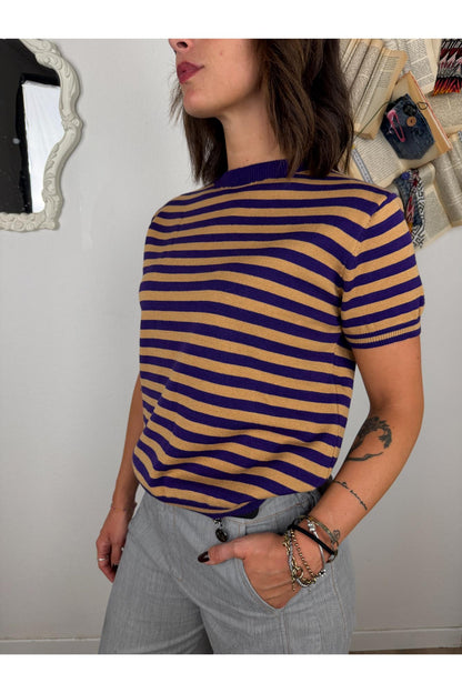 SUSY MIX Maglia rigata manica corta Susy mix Viola