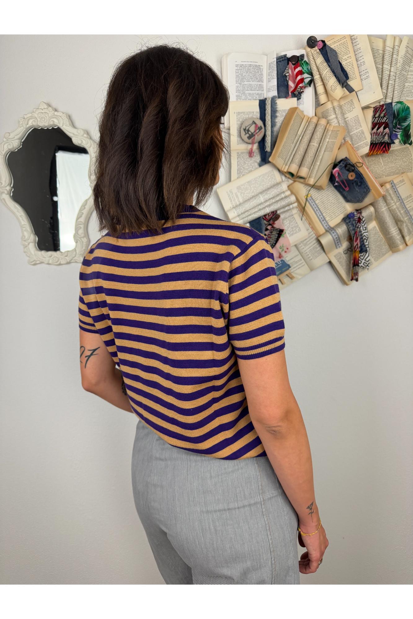 SUSY MIX Maglia rigata manica corta Susy mix Viola
