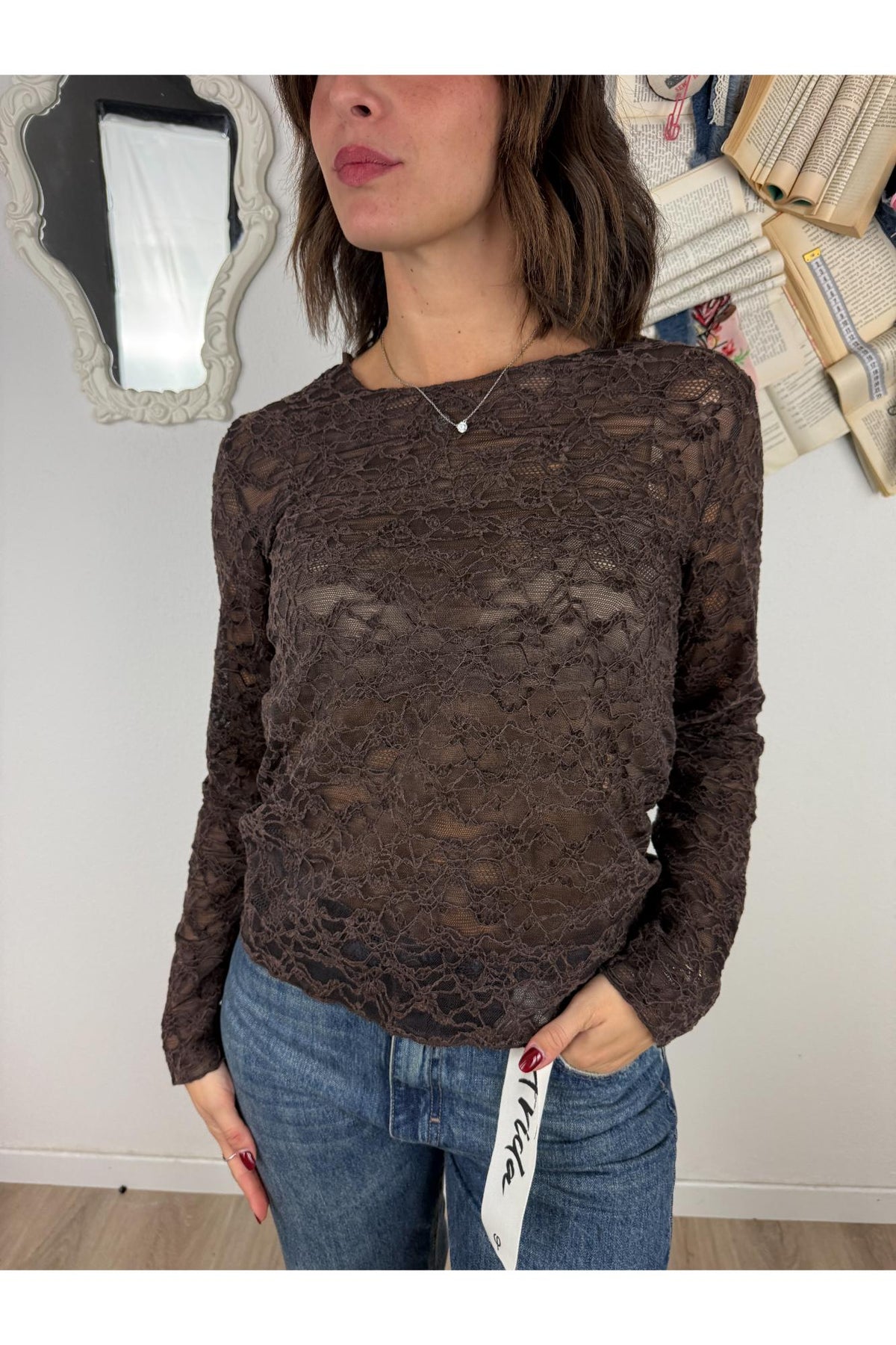 SUSY MIX Maglia di pizzo Susy mix Moro