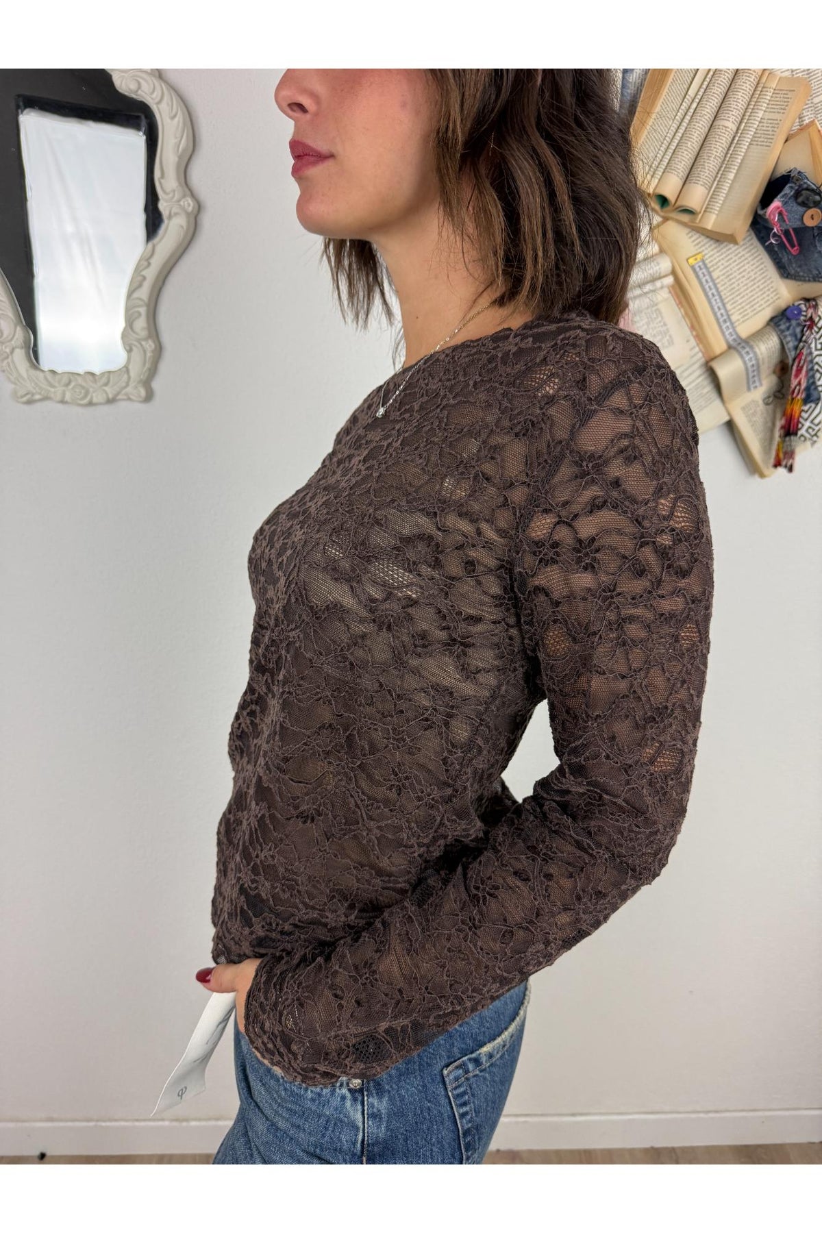 SUSY MIX Maglia di pizzo Susy mix Moro