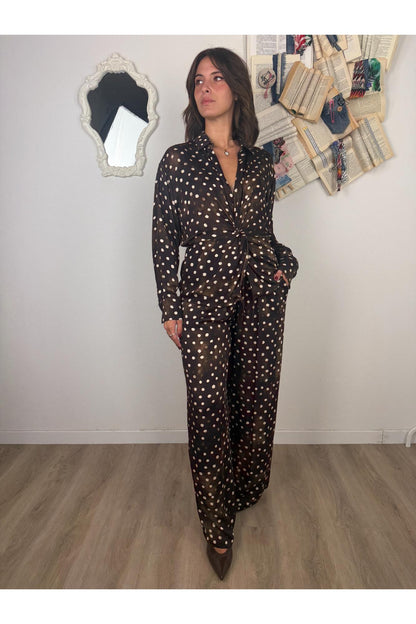 SUSY MIX Pantalone pois con elastico Moro