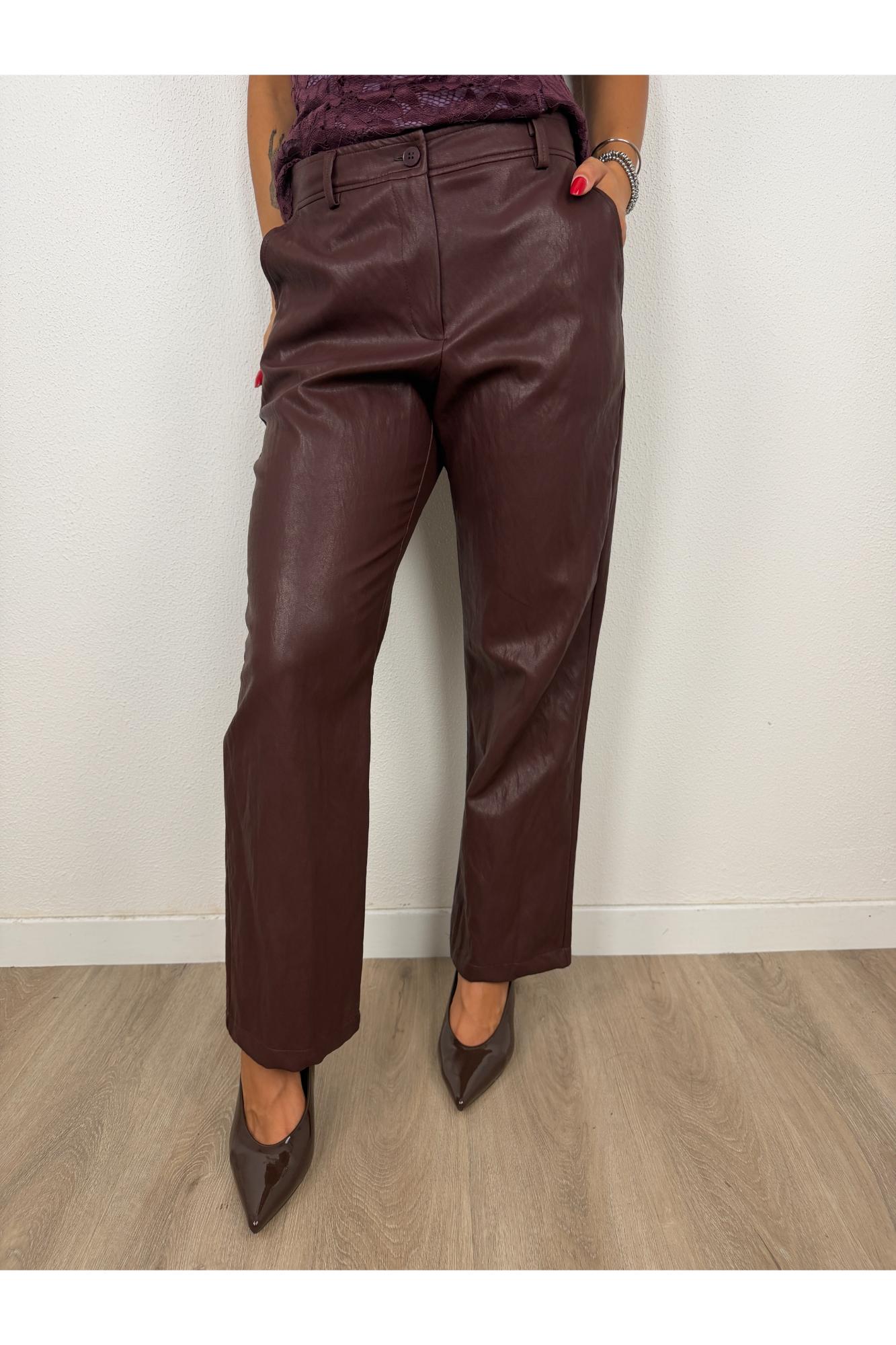 SUSY MIX Pantalone palazzo eco pelle Susy mix Barolo