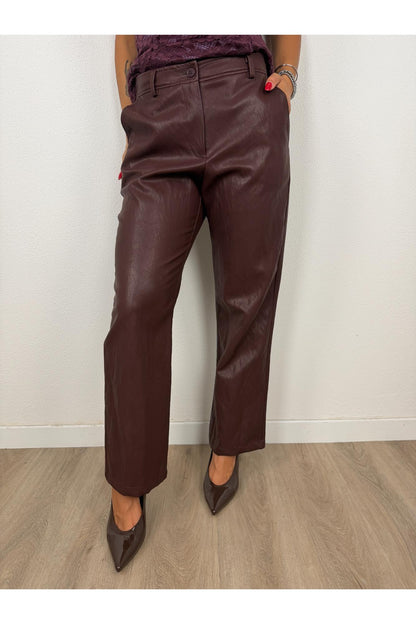 SUSY MIX Pantalone palazzo eco pelle Susy mix Barolo