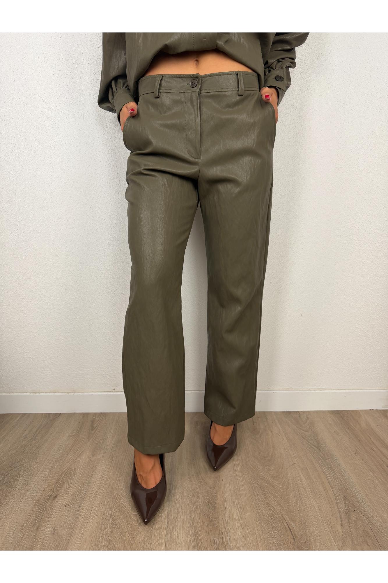 SUSY MIX Pantalone palazzo eco pelle Susy mix Verde