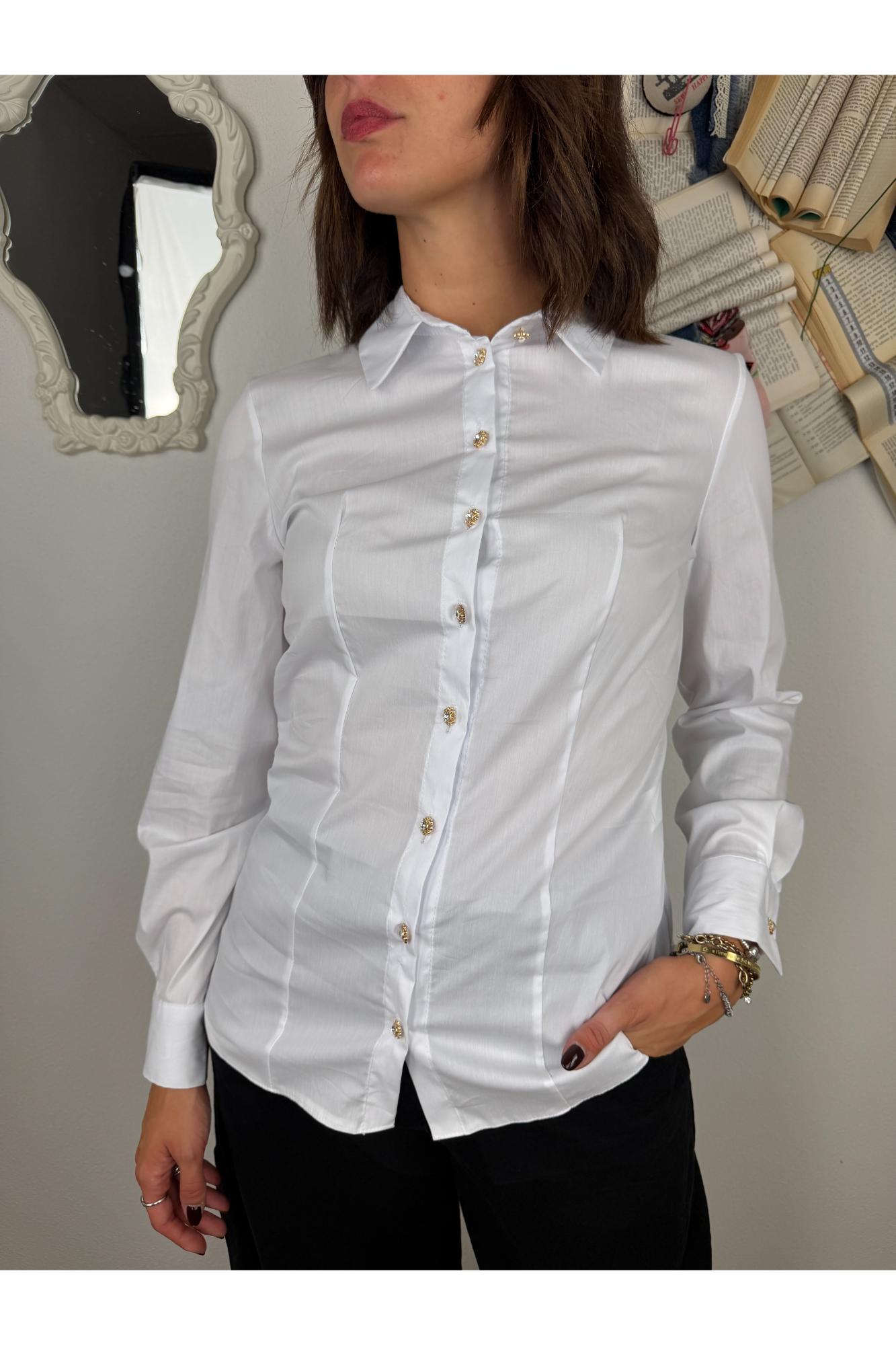 SUSY MIX Camicia con bottoini gioiello Susy mix Bianco