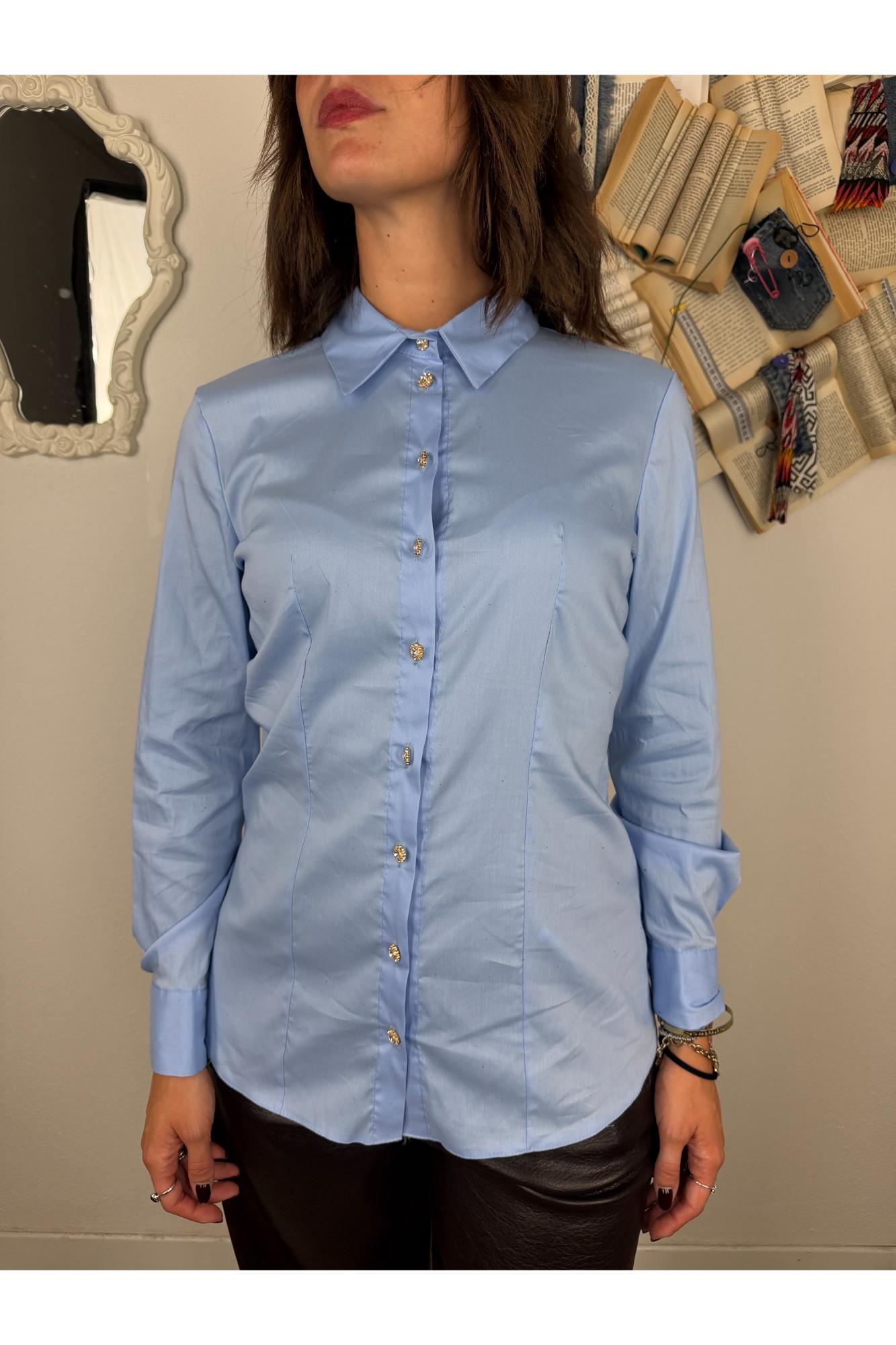 SUSY MIX Camicia con bottoini gioiello Susy mix Celeste