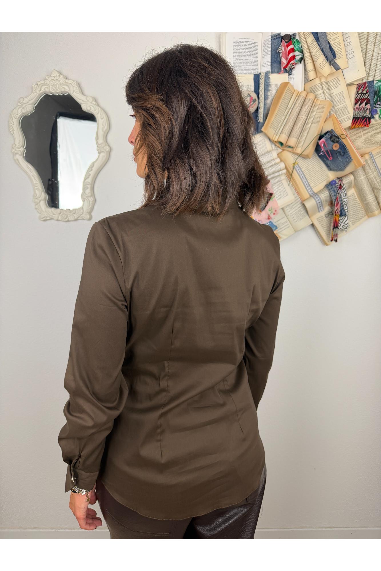 SUSY MIX Camicia con bottoini gioiello Susy mix Moro