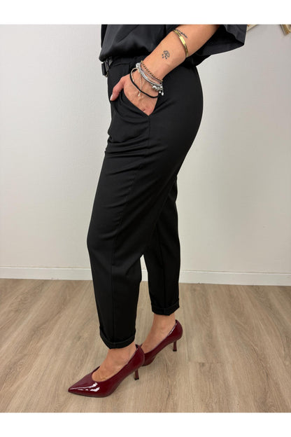 SUSY MIX Pantalone con risvoltino Susy mix Nero