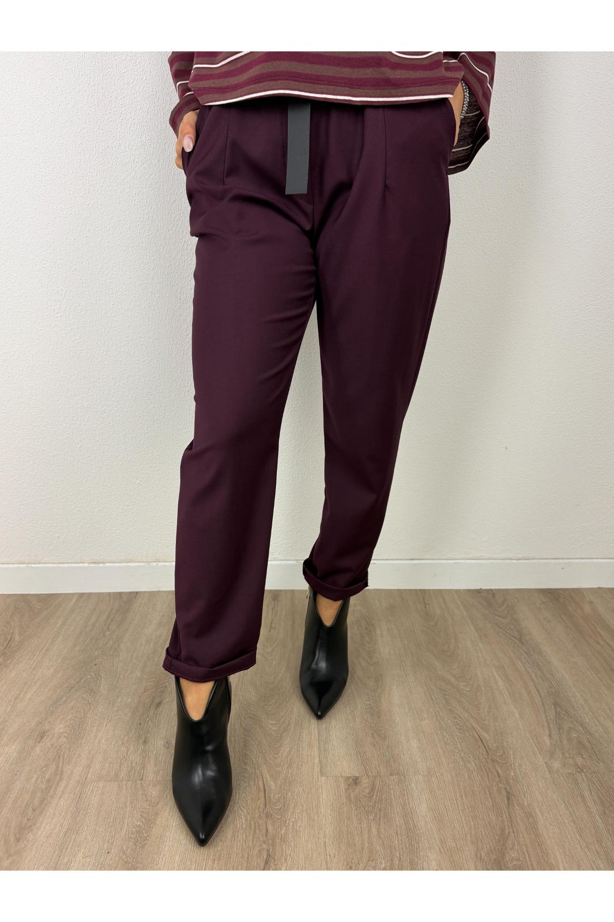 SUSY MIX Pantalone con risvoltino Susy mix Vino