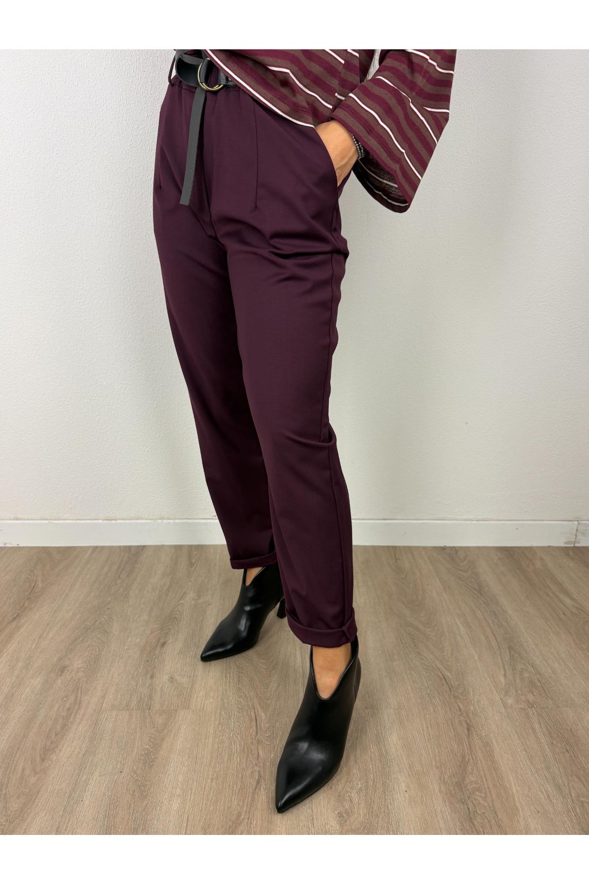 SUSY MIX Pantalone con risvoltino Susy mix Vino