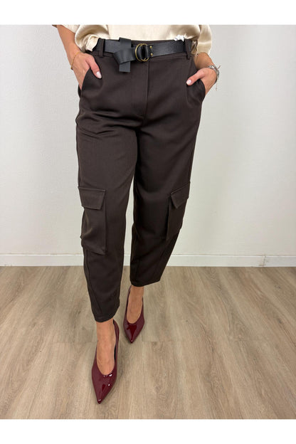 SUSY MIX Pantalone ovetto con tasconi Susy mix Moro