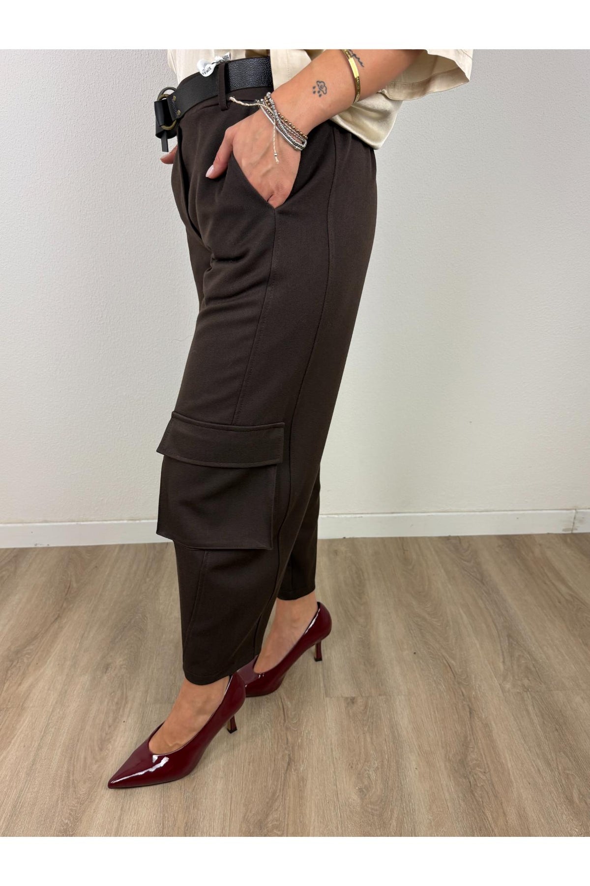 SUSY MIX Pantalone ovetto con tasconi Susy mix Moro