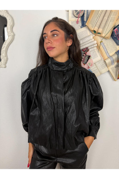 SUSY MIX Spolverino eco pelle tagliato dritto Susy mix Nero