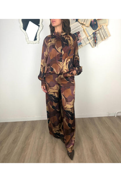 SUSY MIX Camicia fantasia con laccetto sul fondo Susy mix Prugna