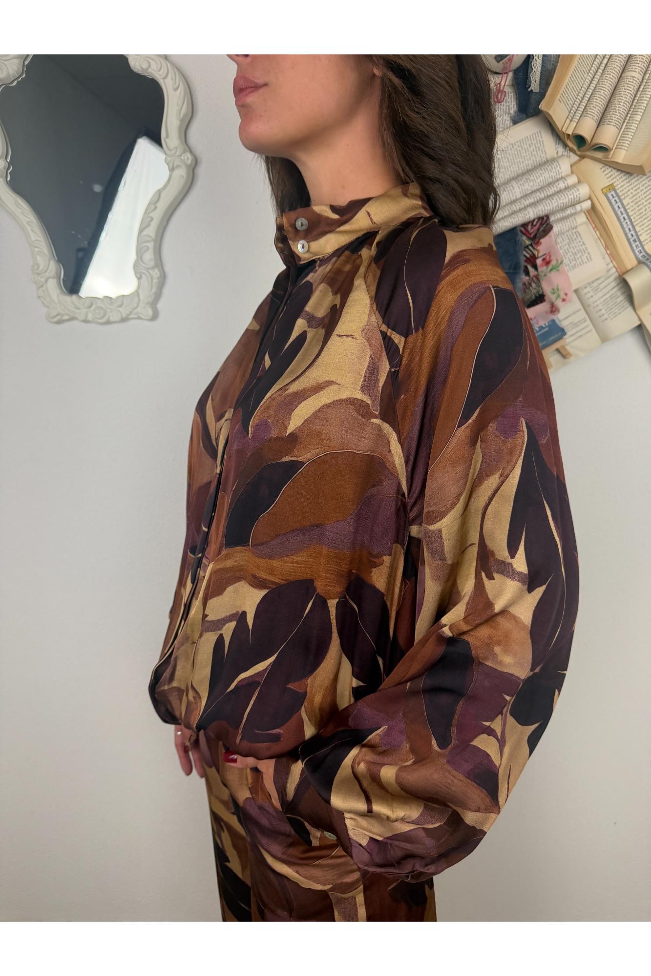 SUSY MIX Camicia fantasia con laccetto sul fondo Susy mix Prugna