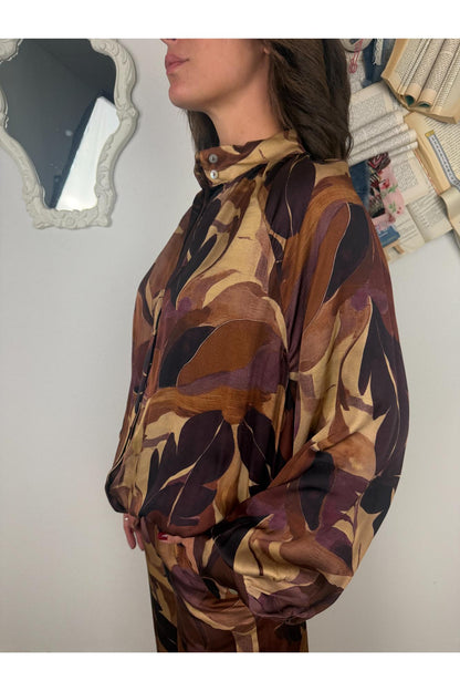 SUSY MIX Camicia fantasia con laccetto sul fondo Susy mix Prugna