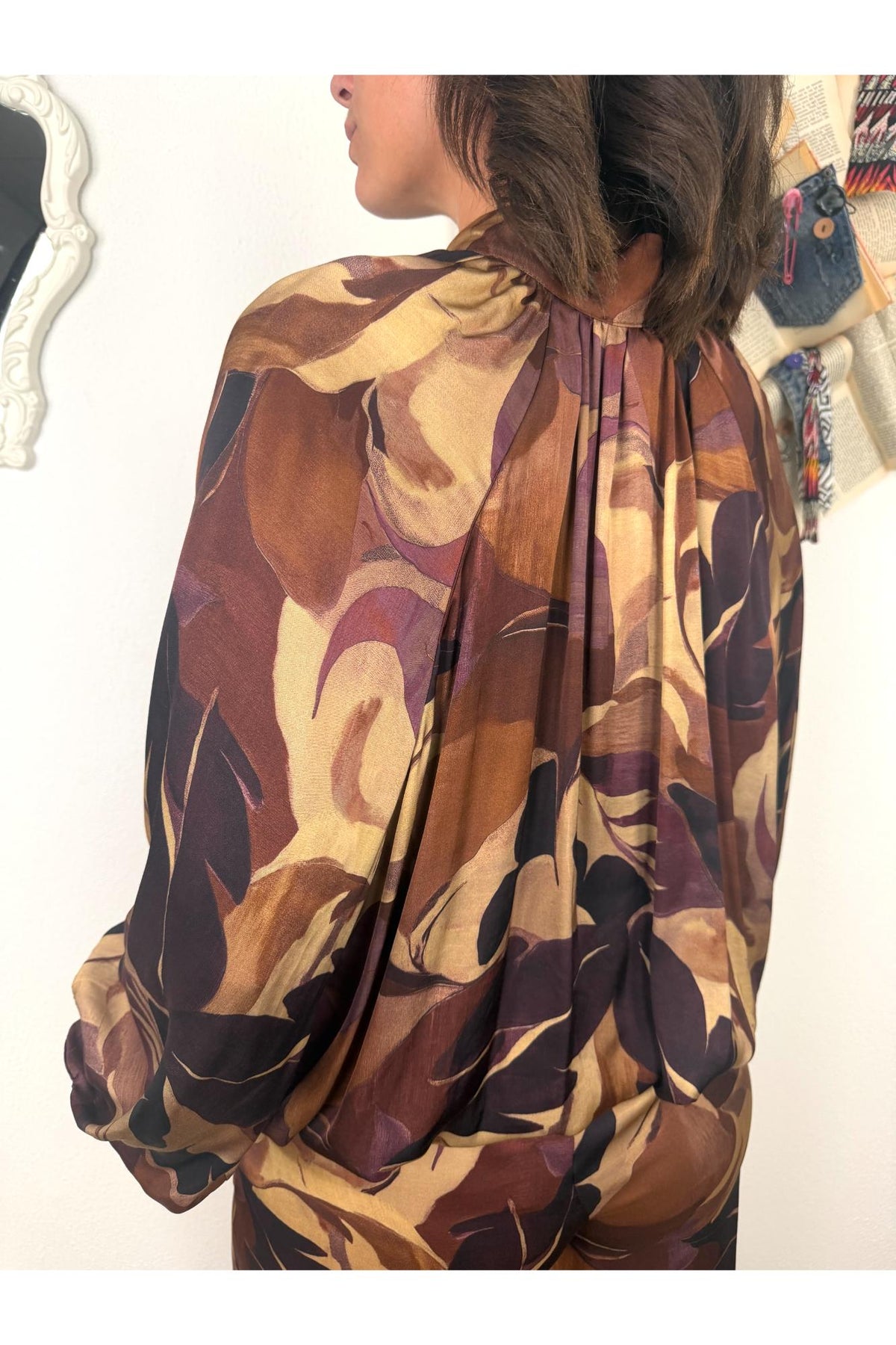 SUSY MIX Camicia fantasia con laccetto sul fondo Susy mix Prugna