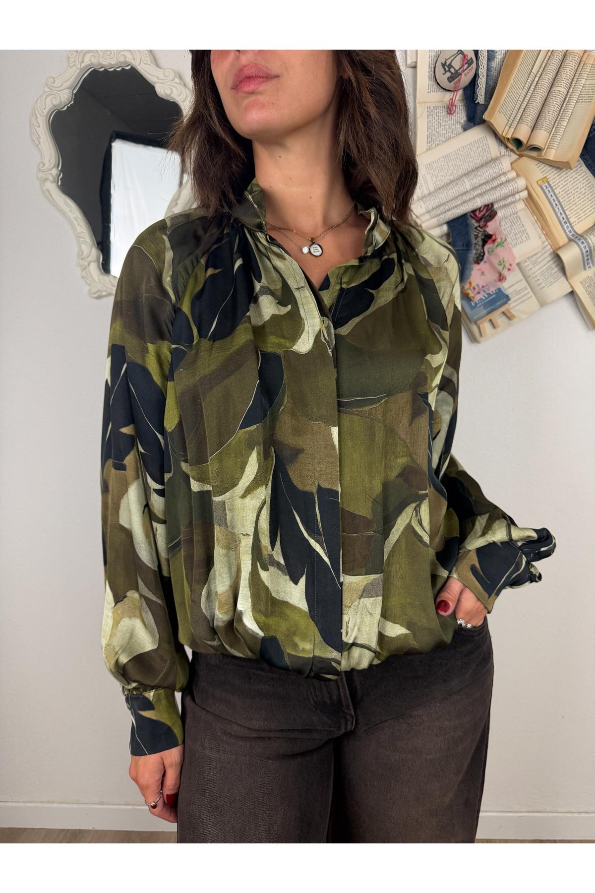SUSY MIX Camicia fantasia con laccetto sul fondo Susy mix Verde