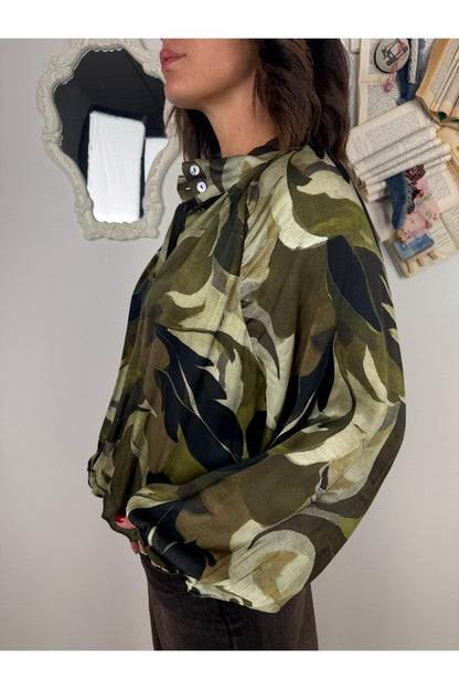 SUSY MIX Camicia fantasia con laccetto sul fondo Susy mix Verde