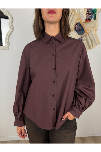 SUSY MIX Camicia con manica a palloncino Susy mix Mogano