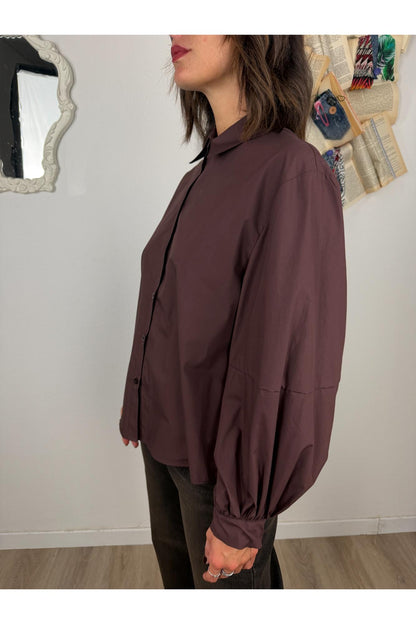 SUSY MIX Camicia con manica a palloncino Susy mix Mogano