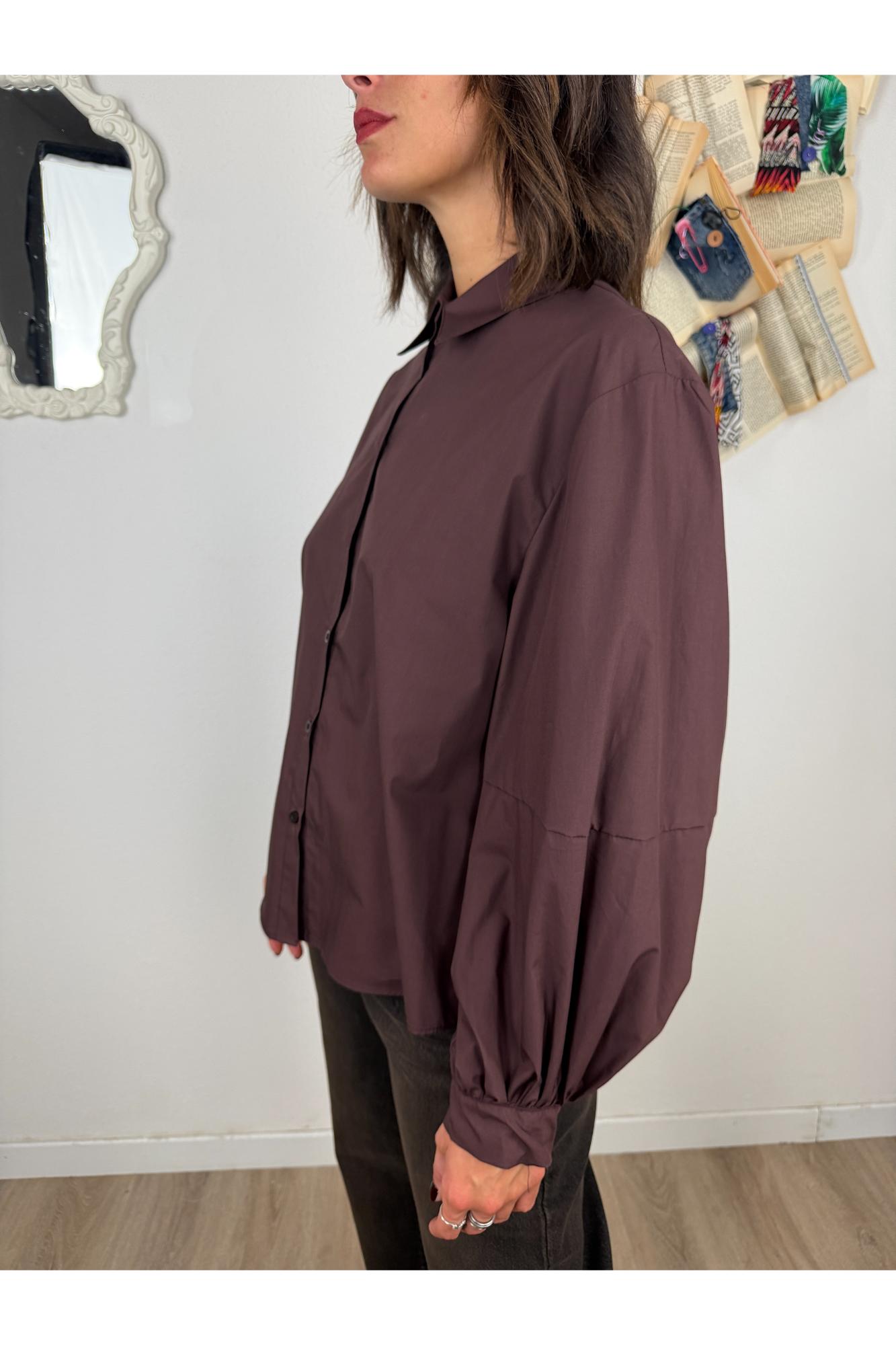 SUSY MIX Camicia con manica a palloncino Susy mix Mogano