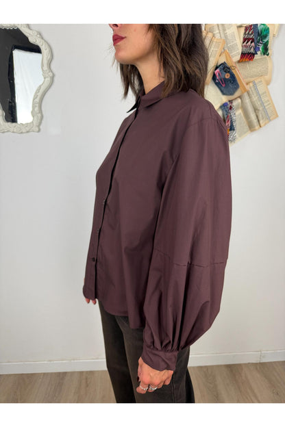 SUSY MIX Camicia con manica a palloncino Susy mix Mogano
