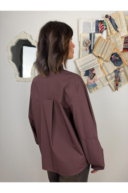 SUSY MIX Camicia con manica a palloncino Susy mix Mogano