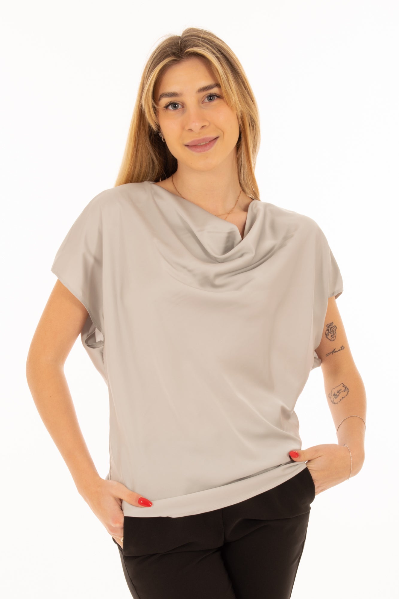 IMPERIAL IMPERIAL- BLUSA CON SCOLLO AD ANELLO -ART. TK43FDG Silver