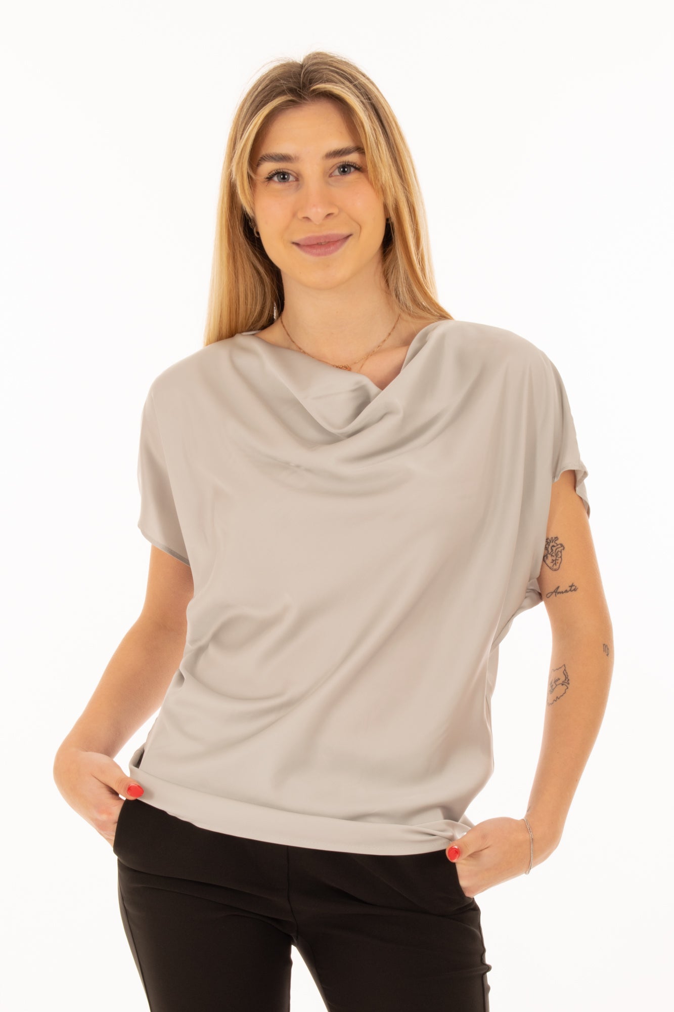 IMPERIAL IMPERIAL- BLUSA CON SCOLLO AD ANELLO -ART. TK43FDG Silver