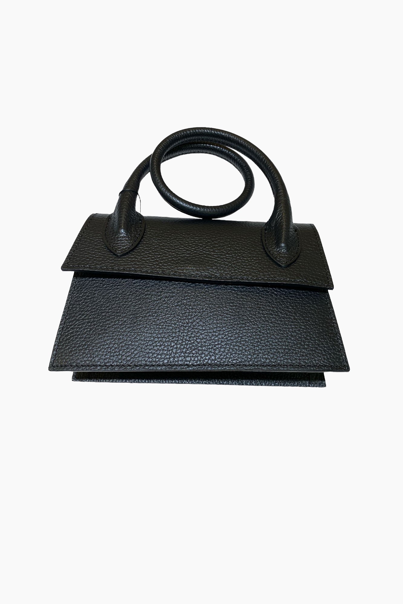 Borsa Manico Tondo in Pelle Susy Mix - Nero