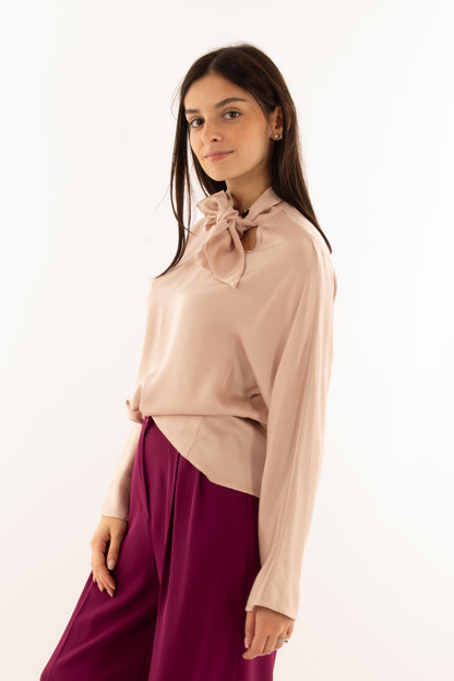 Blusa con fiocco Dixie - Cipria