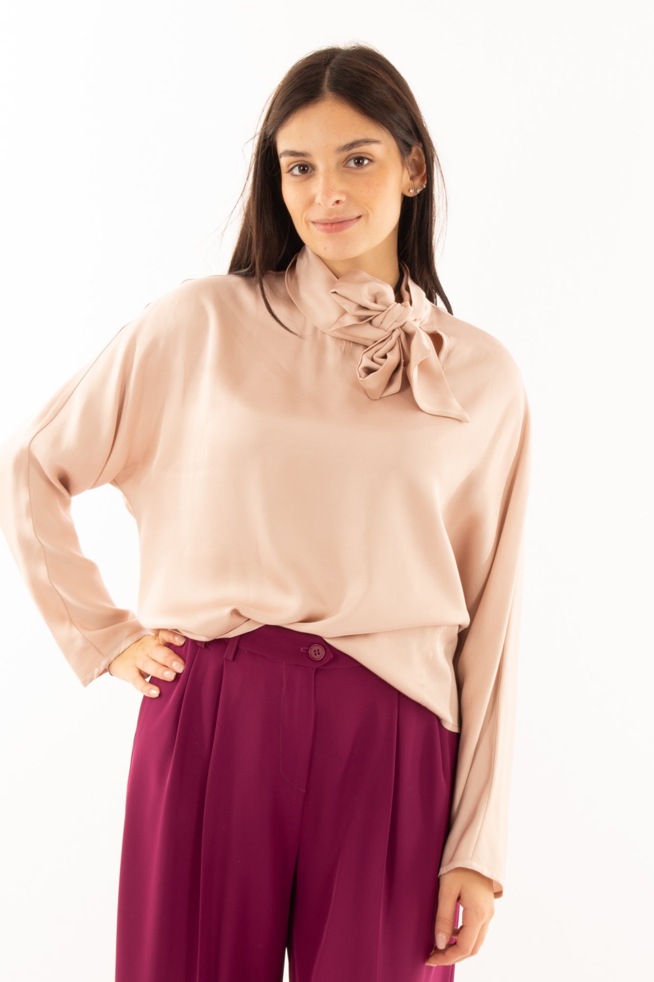 Blusa con fiocco Dixie - Cipria